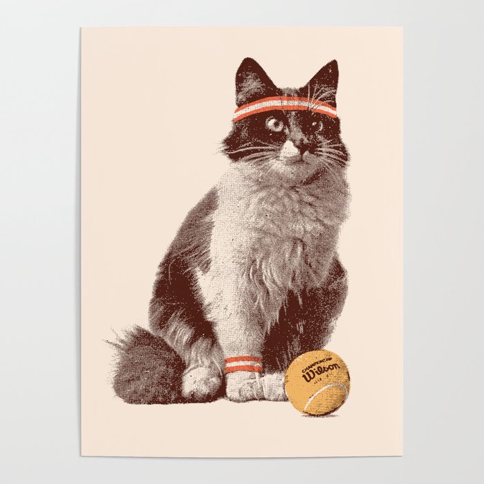 Tennis Cat Poster