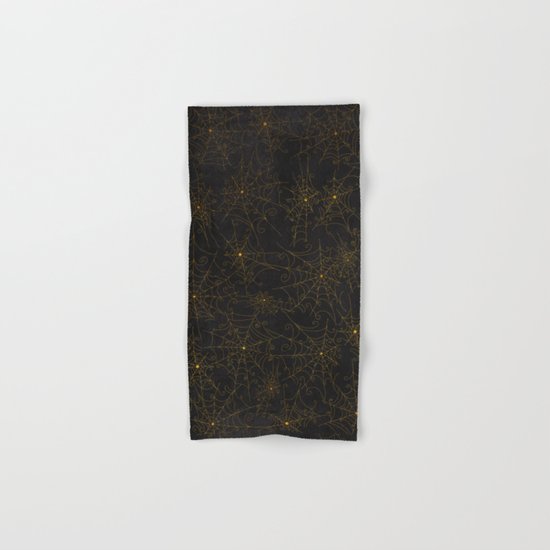 Autumn-world 4 - gold spiderwebs on chalkboard Hand & Bath Towel