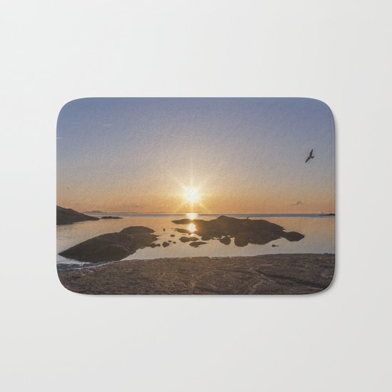 Sunset at Plum Cove Beach Bath Mat