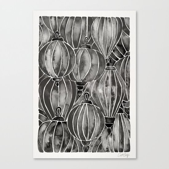Black Vietnamese Lanterns Canvas Print