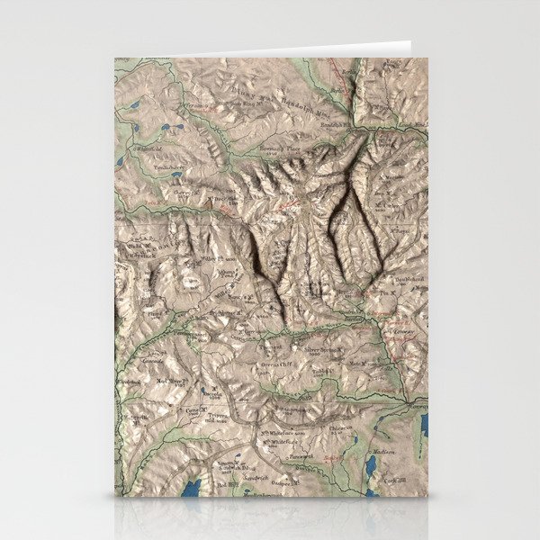 Vintage White Mountains Physical Map (1872) Stationery Cards