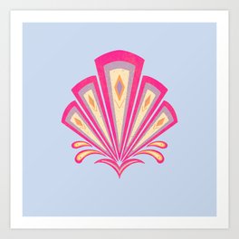 Pink Art Deco geometric motif Art Print