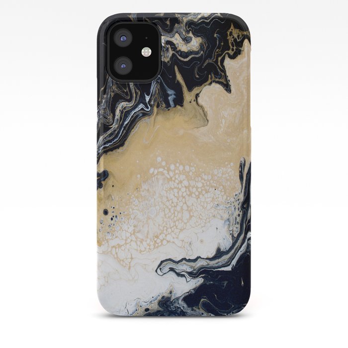 Black Gold Acrylic Pour Painting Iphone Case By Bethanyjoydesign