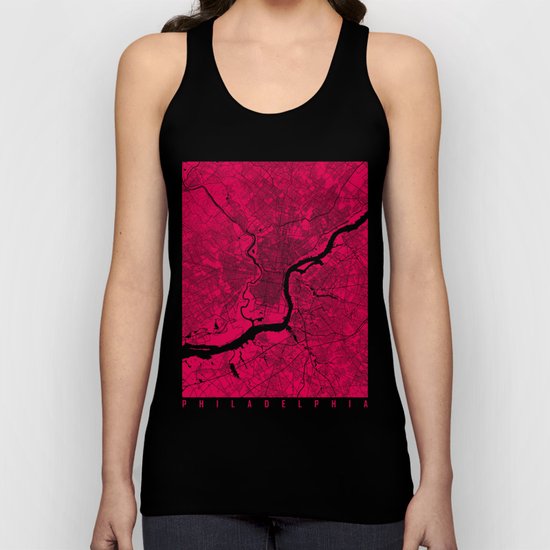 Philadelphia map raspberry Unisex Tank Top
