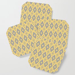 Mid Century Modern Atomic Triangle Pattern 711 Yellow and Gray Coaster