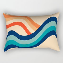 Minimalist Mid-century Abstract Art Retro Colors 70s 80s Ocean Waves Vintage Ripples  Rectangular Pillow