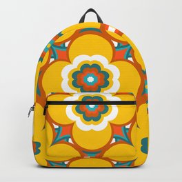 Yellow Flowers Retro Pattern with Team and Orange Backpack