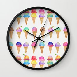 Summer Ice Cream Cones Wall Clock