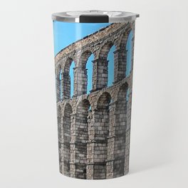 Spain Photography - Aqueduct Of Segovia Under The Blue Sky Travel Mug