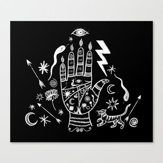 Spiritual Hand Black and White Canvas Print
