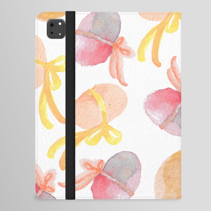 Modern Pink Lilac Lavender Yellow Watercolor Easter Eggs iPad Folio Case