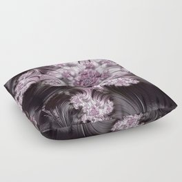  Pretty Pink, Gray and Black Mandelbrot Set Fractal Art Floor Pillow
