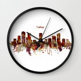 Denver Skyline Silhouette Wall Clock | Brown, Colorado, Silhouette, Cityposter, Watercolour, Wallart, Fineart, Red, Cityart, Silhouettes 
