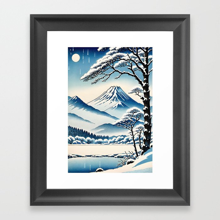 Winter Solace - A Contemporary Ukiyo-e Nature Landscape Framed Art Print