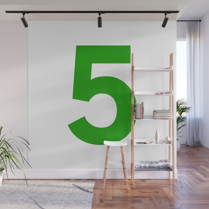 Number 5 (Green & White) Wall Mural
