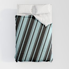 [ Thumbnail: Powder Blue and Black Colored Striped Pattern Comforter ]