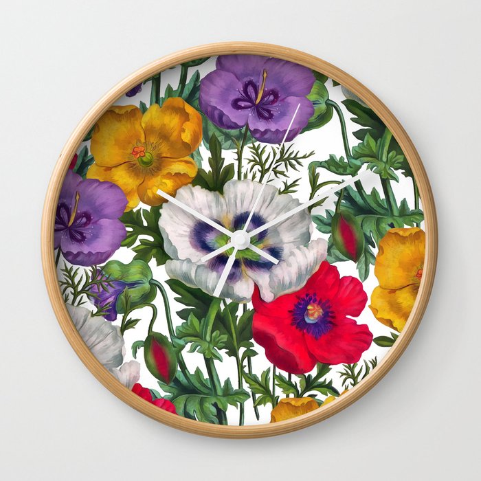 Colorful poppies Wall Clock