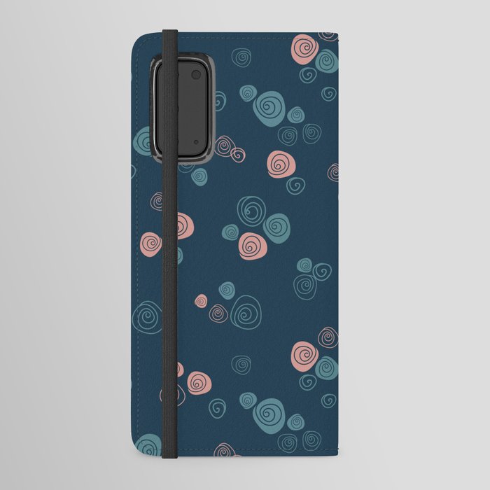 Pastel blue and pink roses on midnight blue background Android Wallet Case