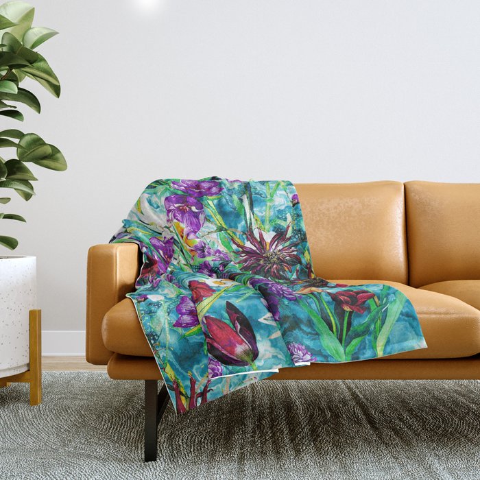Floral Jungle Throw Blanket