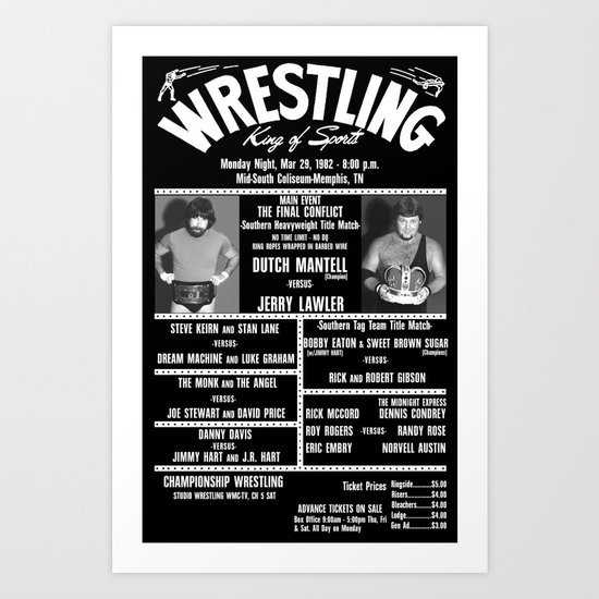 #16-B Memphis Wrestling Window Card Art Print
