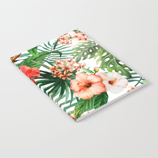 Hibiscus and Palm Leaf Pattern Notebook