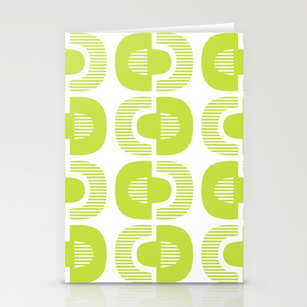 Retro Mid Century Modern Pattern 137 Chartreuse Stationery Cards