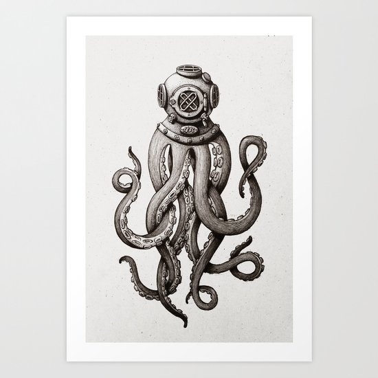 Octopus the Diver Art Print by marijatiurina | Society6