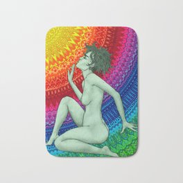 Ready For The Next Beam Bath Mat | Zena, Drawing, Groovy, Trippy, Rising, Ink, Chakras, Illustration, Empowered, Woman 