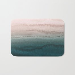 WITHIN THE TIDES - EARLY SUNRISE Bath Mat | Ocean, Watercolor, Abstract, Fading, Rosegold, Sundown, Sea, Blush, Ombre, Sunrise 