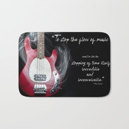 The Flow of Music Minimal Guitar Portrait with Light Painting and Quote Bath Mat