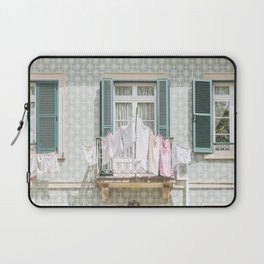 Laundry Day in Sintra | Tiled House in Portugal Art print | Street Travel Photography in Soft Pastel Colors Laptop Sleeve