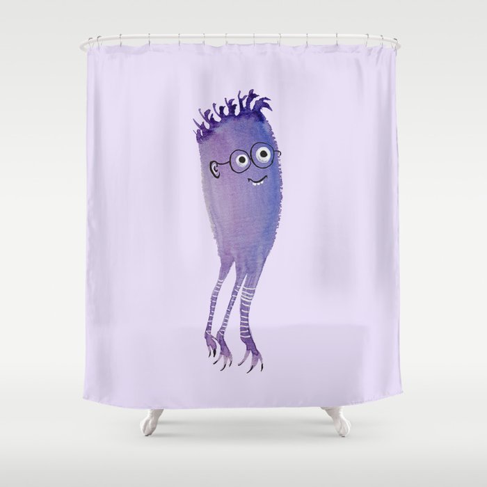 Funny Jellyfish Monster With Geek Glasses Shower Curtain By