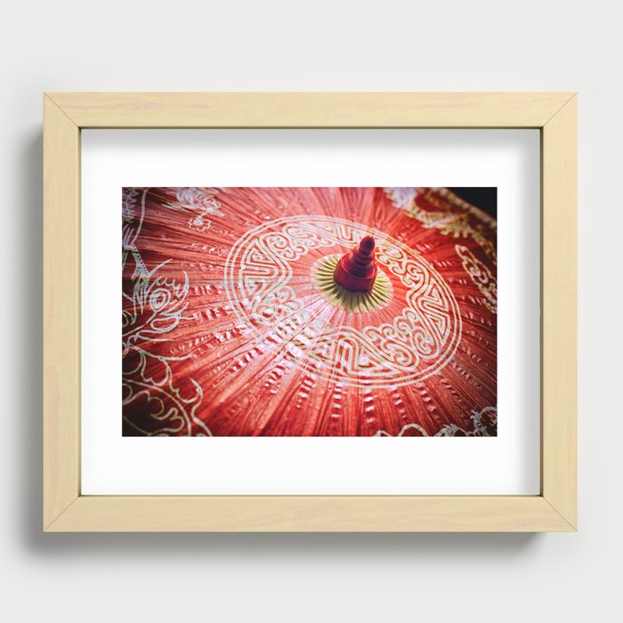 Red Silk Chinese umbrella Recessed Framed Print