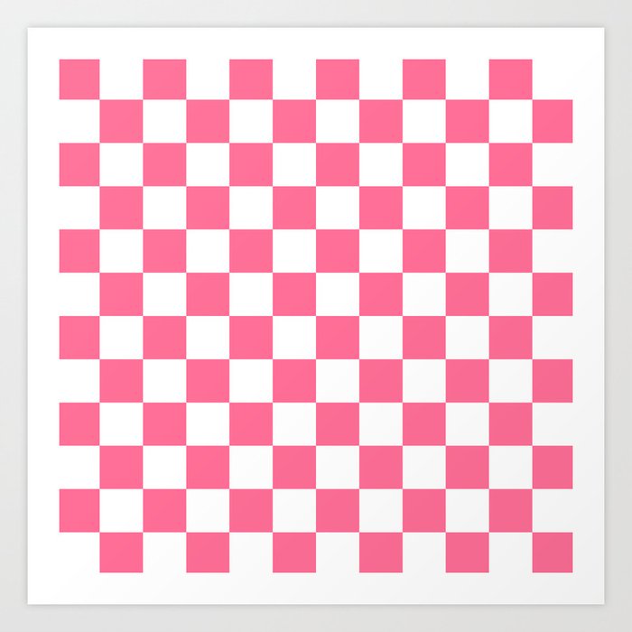 French Pink Checkerboard pattern Art Print