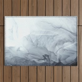 Gray Black Gradient Flowing Abstract Painting Outdoor Rug