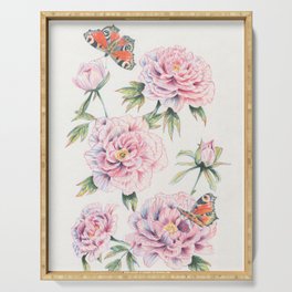 Peonies and butterflies Serving Tray