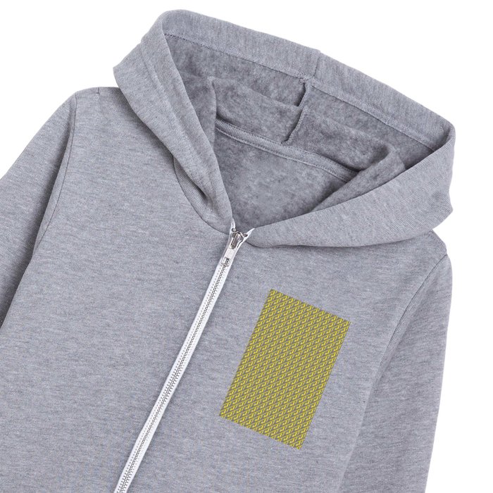 Yellow and Gray Lined Patterned Woven Repetition  Kids Zip Hoodie