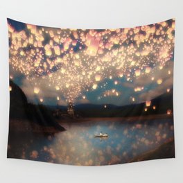 Wall Tapestries Society6 Love Wish Lanterns Wall Tapestry
