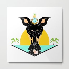 Royal Geo Bahamian Potcake Metal Print | Potcake, Pineapple, Sea, Coconut, Sun, Drawing, Pattern, Conch, Geometric, Royal 