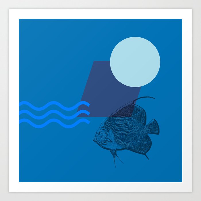 Blue Aquarium modern abstract illustration  Art Print