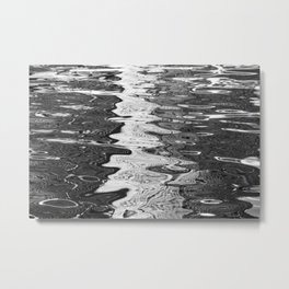 Black and White Abstract Ocean Reflections Metal Print