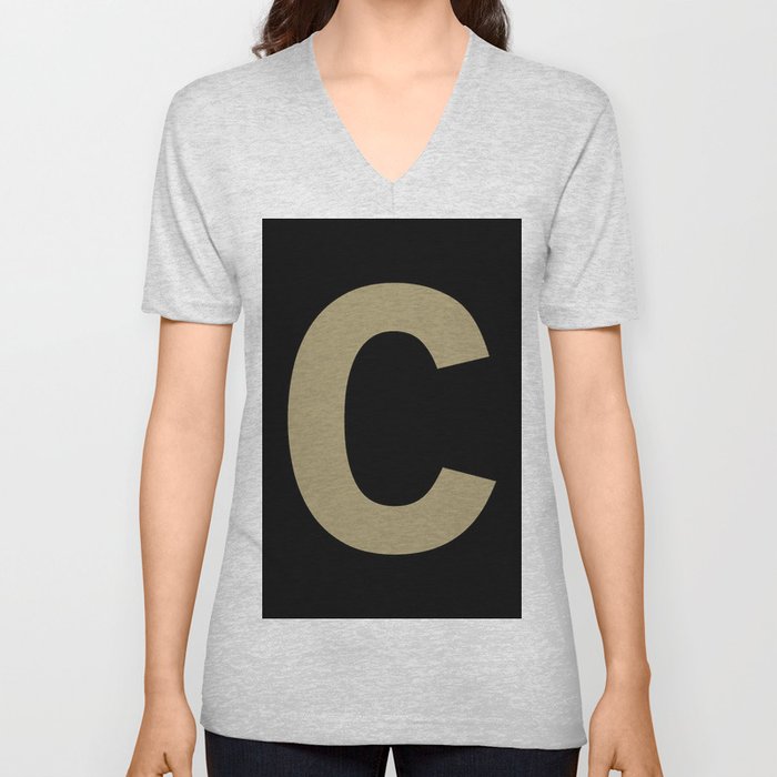 Letter C (Sand & Black) V Neck T Shirt