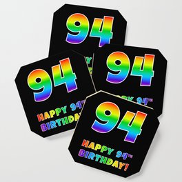 [ Thumbnail: HAPPY 94TH BIRTHDAY - Multicolored Rainbow Spectrum Gradient Coaster ]