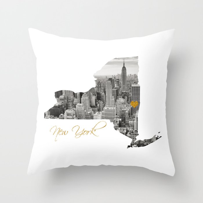 New York Map Cut Out Throw Pillow