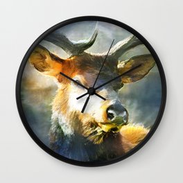 Deer Head Oil Painting, Deer Wall Art, Vintage Canvas Modern & Contemporary Artwork  Wall Clock
