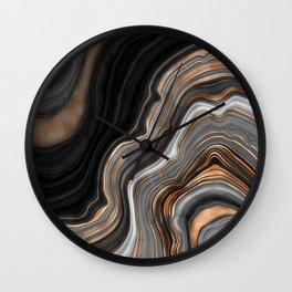 Elegant black marble with gold and copper veins Wall Clock | Marbled, Gold, Glitter, Graphicdesign, Nature, Boho, Agate, Gem, Scandi, Copper 