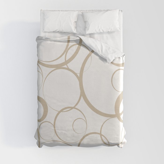 Beige and White Funky Rings Pattern - 2022 Color of the Year Country Charm 3007-10B Duvet Cover