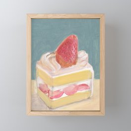 Strawberry Cake Framed Mini Art Print