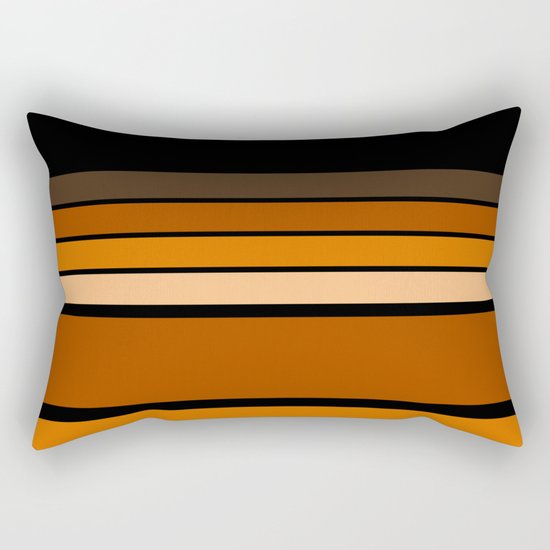 Black and yellow , brown and orange striped pattern . Rectangular Pillow