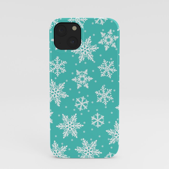 Blue Snowflakes Christmas Pattern iPhone Case